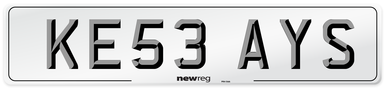 KE53 AYS Number Plate from New Reg